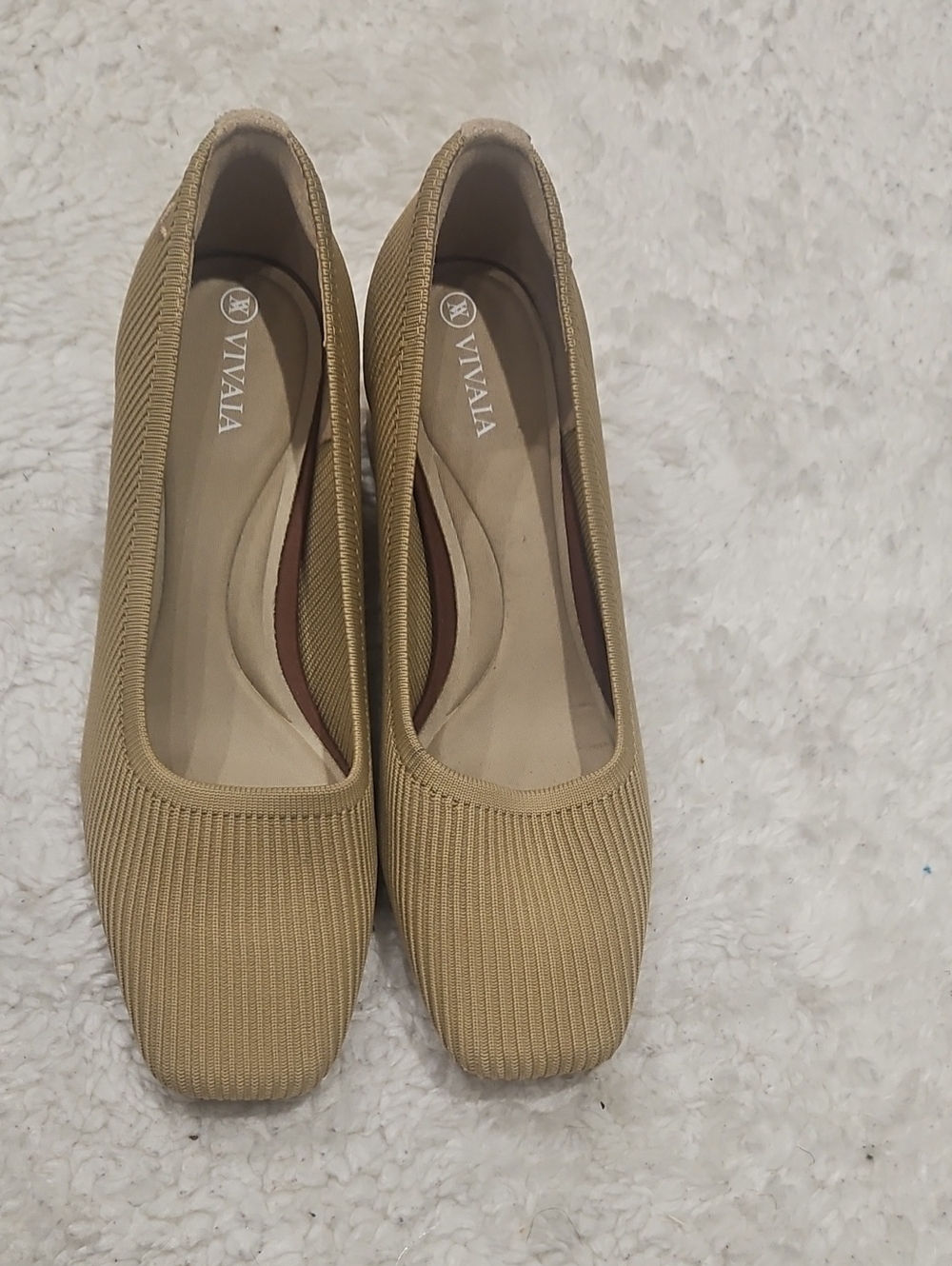 VIVAIA Women's Knit Ballet Flats in Tan